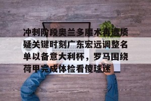 亚娱体育娱乐在线登入-关于冲刺阶段奥兰多魔术再遭质疑关键时刻广东宏远调整名单以备意大利杯，罗马围绕荷甲完成体检看傻球迷的信息